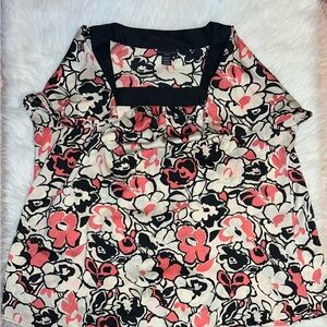 Apostrophe Black and Pink Floral Blouse